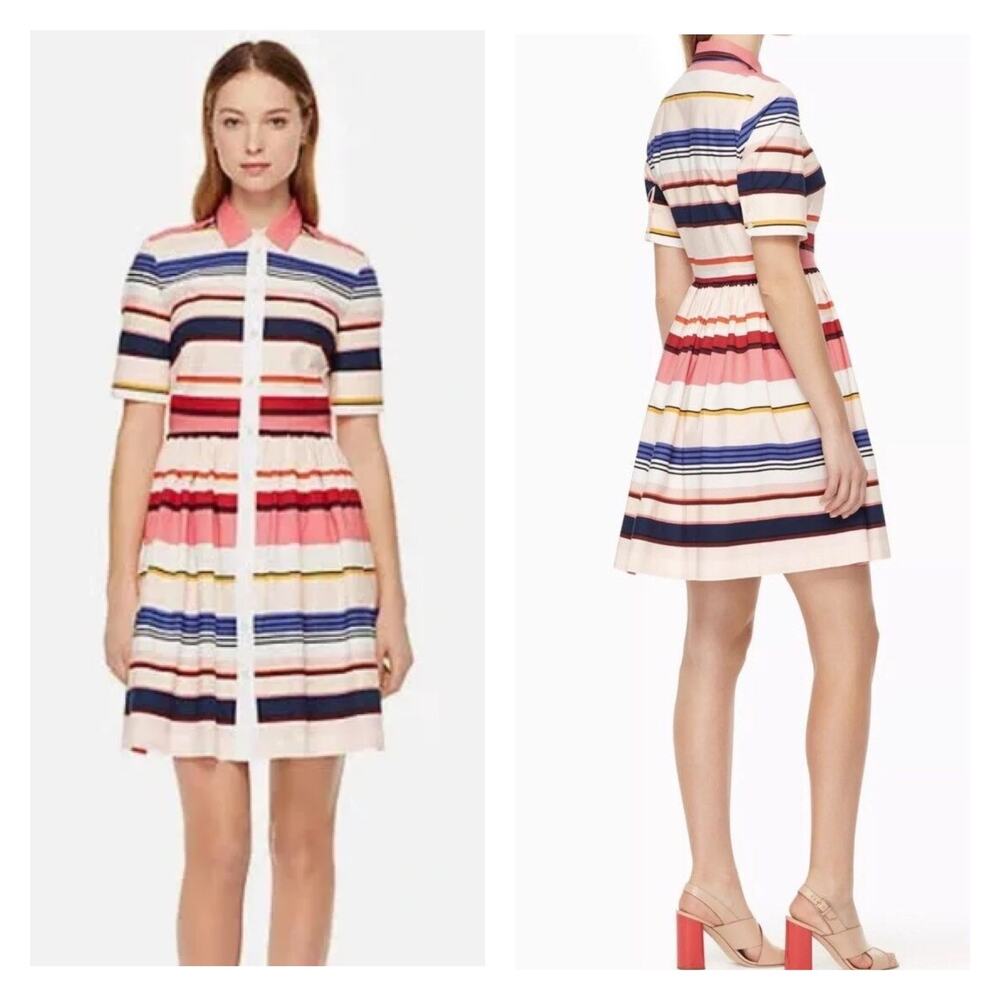 Kate Spade New York Spice Things Up Berber Stripe Shirt Dress Sz.4 - Picture 3 of 16